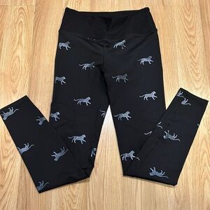 Noli Black Legging With Silver Animal Print Size Small
